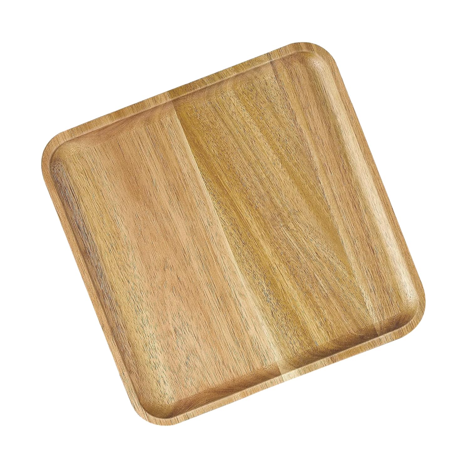 Square Acacia Wood Plate,Wooden Trays Serving Platter Dinner Server Tray Dessert Cookie Snack Platters Charcuterie Board,7.8" x 7.8"