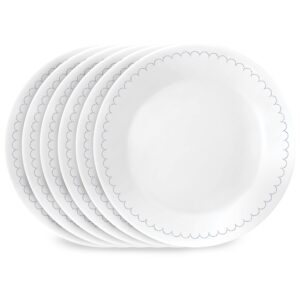 corelle 6-piece 6.75" appetizer round plates, vitrelle triple layer glass, lightweight round plates, dessert plates, chip and scratch resistant, microwave and dishwasher safe, caspian