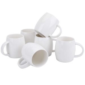 Foraineam Set of 6 Porcelain Mugs 15 Ounces White Coffee Mugs Set Ceramic Drinking Cups for Coffee, Tea, Juice, Cocoa