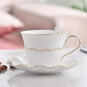 tmore porcelain tea cup and saucer modern ceramic coffee mug set luxury british tea cup coffee cup with gold trim- gift box, coffee cup + saucer + teaspoon, 200ml (coffee cup-b)