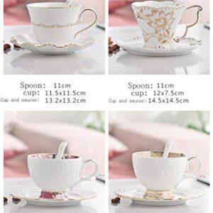 Tmore Porcelain Tea Cup and Saucer Modern Ceramic Coffee Mug Set Luxury British Tea Cup Coffee Cup with Gold Trim- Gift Box, Coffee Cup + Saucer + Teaspoon, 200ml (Coffee Cup-B)