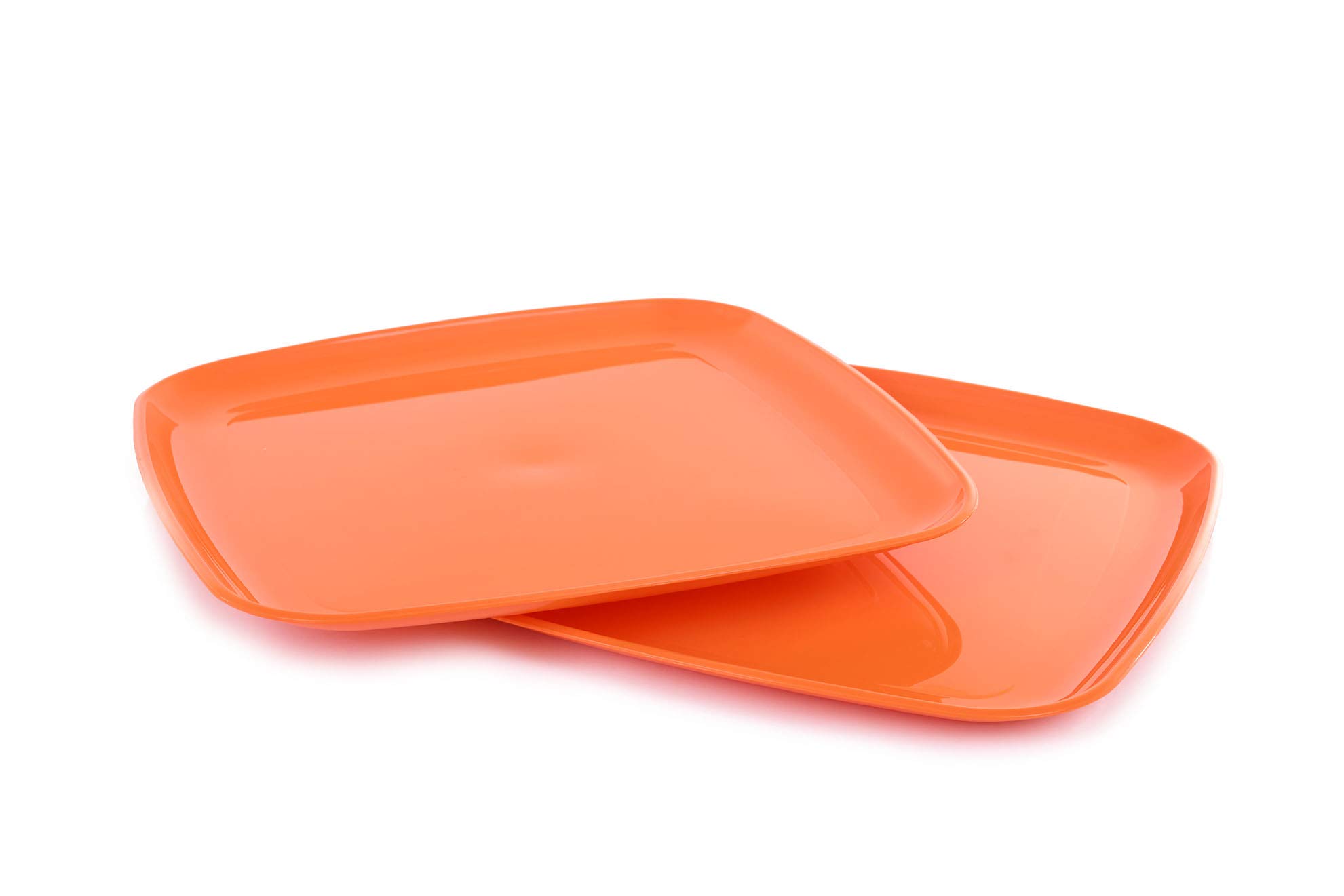 Mintra Home Reusable Plastic Plates (Orange, Square Serving Plate 2pk (14in))