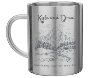 camping mug - personalized stainless steel camp cup, insulated, double wall for coffee, tea (just nature)