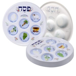 the dreidel company passover seder plate deluxe quality plastic 10" disposable plates (10-pack)