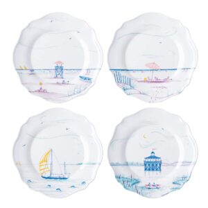 juliska country estate melamine salad plates set of 4 - seaside - white melamine - unbreakable, melamine, decorative salad plate set