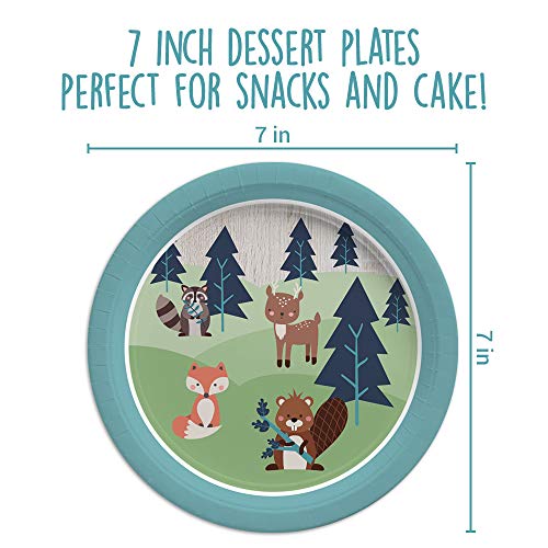 Woodland Animal Birthday Party Supply Set | Super Cute, All-In-One 120 Piece Set Includes Plates, Cups, and Napkins | Serves 24 Guests | Forest Creature Theme Perfect for Birthdays or Baby Showers