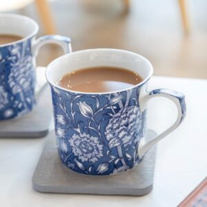 V&A Coffee and Tea Mugs, Porcelain Bone China Mug, William Morris Wild Tulip Design, 300ml, Set of 2, Gift Boxed