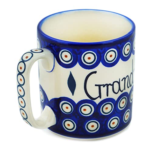 Polish Pottery Mug 12 oz Babcia Grandma Traditional Peacock