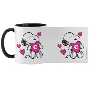 let's make memories personalized peanuts snoopy initial heart mug - pink