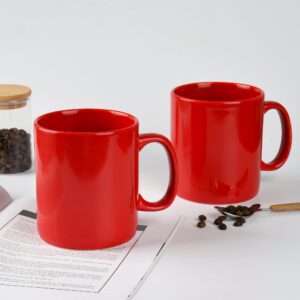 BYCNZB 30oz Super Large Ceramic Coffee Mugs Large Handles Set of 2 (Red)