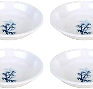 JapanBargain 2327, Set of 4 Soy Sauce Dishes Dipping Bowls Snack Side Dish Bowl Seasoning Dishes, 3.75 inches Diameter, Bamboo Melamine