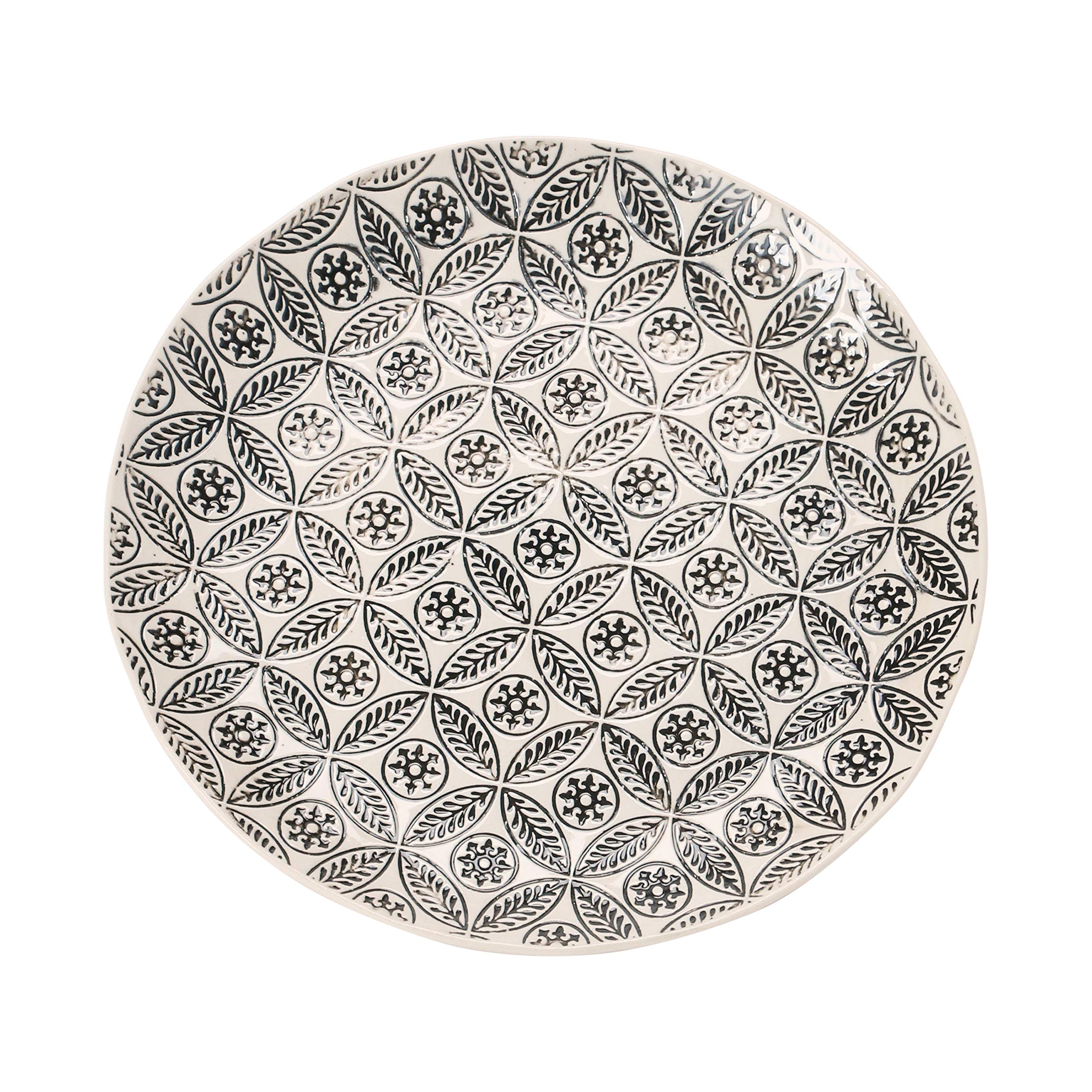 Creative Co-Op Set of 4, 7.75" Round Stoneware Plate Dinnerware, Multi