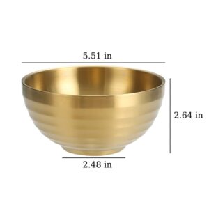 maiwalk 18/8 Stainless Steel Bowl Set Double Walled Heat Insulation Insulation Unbreakable Children Bowl for Rice Snack Ice Cream Dessert Cereal Soup Bowls Set of 4 (Gold, Large-5.51")