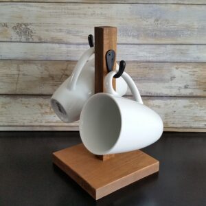 rustic mug stand/coffee mug holder tree 2 hook farmhouse cup rack small stand perfect for rv apartment coffee bar