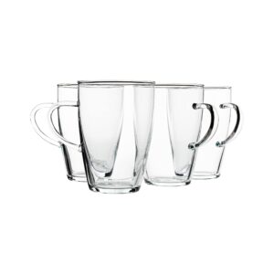 simax glass coffee mugs, 13.5 oz borosilicate glass mugs for hot beverages, clear tea mug, mugs for coffee, glass mugs with handles, coffee mug, clear coffee mugs set of 4