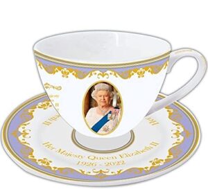 the leonardo collection majesty queen elizabeth ii commemorative cup and saucer, lp18218, white