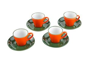 imusa usa 8 piece 3oz colorful espresso cups with saucers (green, orange)