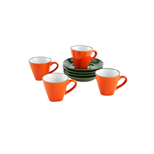 IMUSA USA 8 Piece 3oz Colorful Espresso Cups with Saucers (Green, Orange)