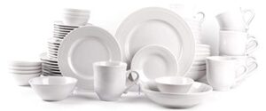 homevss, pearl dots stoneware dinnerware set (56pc set, white)