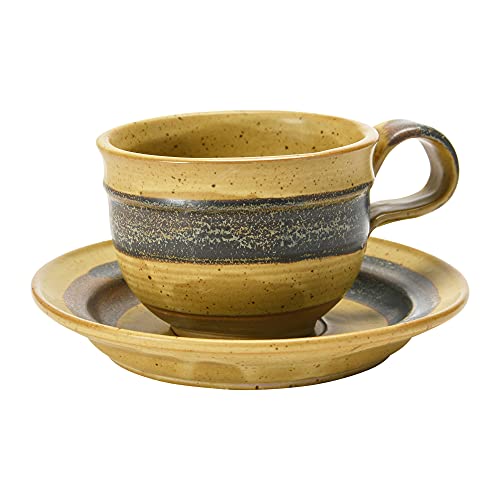 Creative Co-Op S/2 Stoneware Cup w Saucer Mug Set, 6.25", Brown & Black