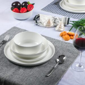 Table 12 16-Piece Natural White Coupe Dinnerware Set, Service for 4