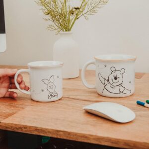 Disney Winnie the Pooh and Piglet Ceramic Camper Mugs | Set of 2