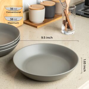 AmorArc Ceramic Salad Plates and Pasta bowls set(10PCS), Highly Chip and Crack Resistant | Dishwasher & Microwave Safe, Matte Grey Style