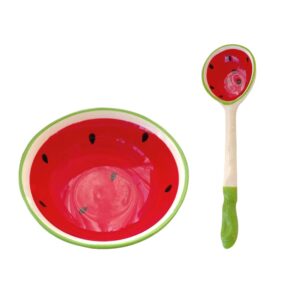 rice container 1 set dessert bowl and spoon watermelon shape serving bowls ceramic salad bowls kitchen mixing bowls fruits dish for cereal pasta snack appetizer food container japanese