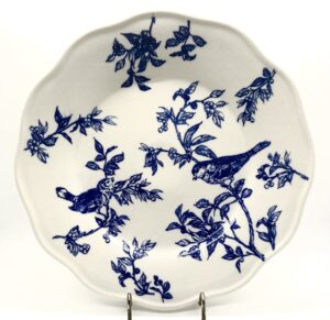 chinafind antique blue french toile blue bird plate dinner plate, 10 inch