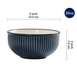 Bico Helios Blue Stoneware 16 pieces Dinnerware Set, Inclusive of Dinner Plates, Salad Plates, Cereal Bowls and Mugs, Microwave and Dishwasher Safe