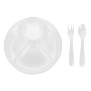 hemoton pasta plate bowl plates divided plates dinner plate: portion control plate 4 compartments diet plate with soup compartment for adult home restaurant 8.5 inch white bowl plate