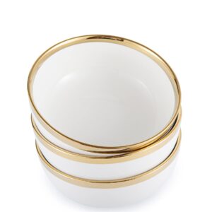 keycheflab 7.5-inch porcelain ceramic bowls for kitchen, white serving bowls for pasta salad ramen noodle poke soup ice cream cereal bowl (bowls set of 3)