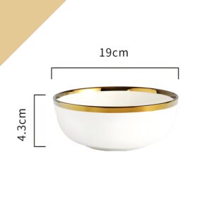 KeyChefLAB 7.5-Inch Porcelain Ceramic Bowls for Kitchen, White Serving Bowls for Pasta Salad Ramen Noodle Poke Soup Ice Cream Cereal Bowl (Bowls Set of 3)