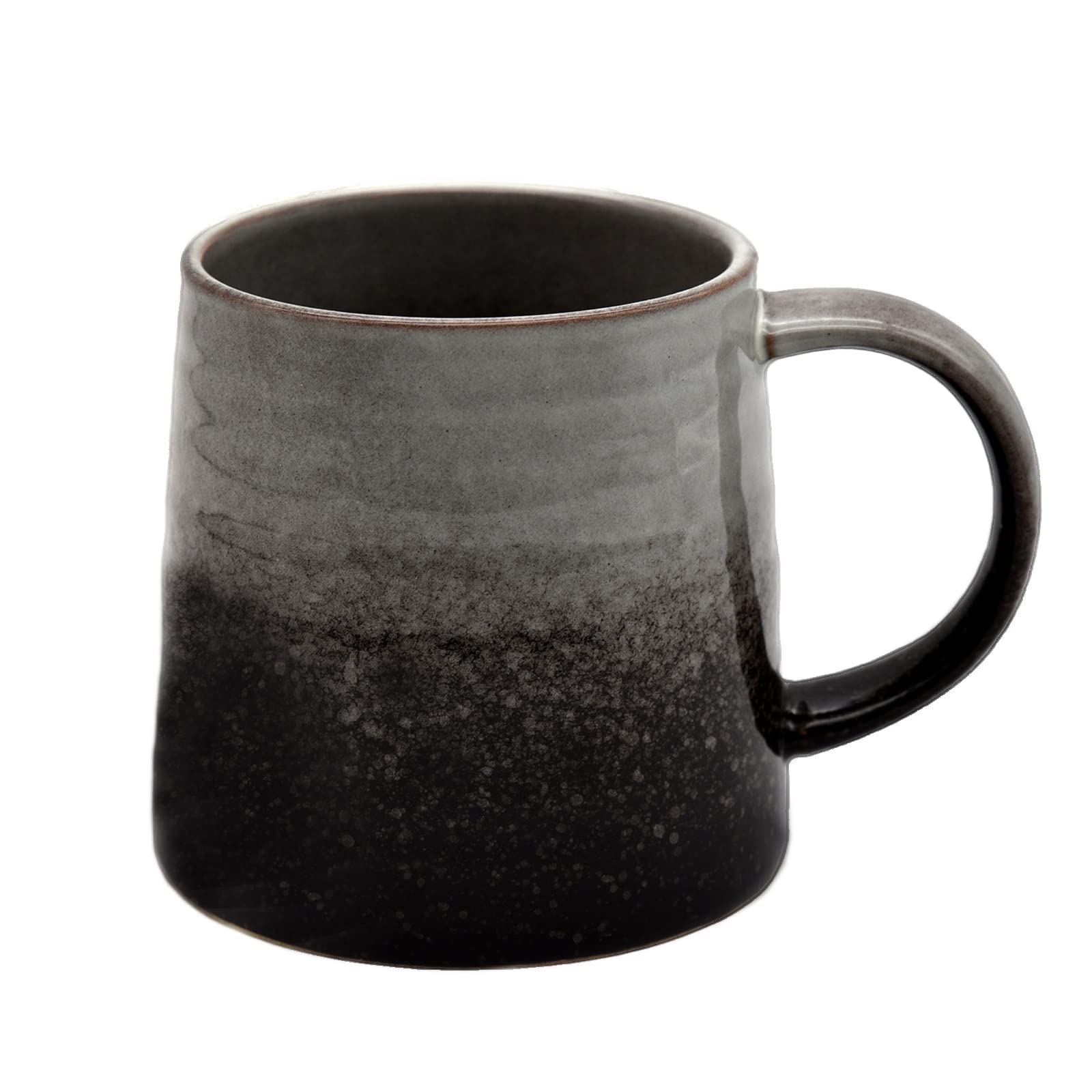 wewlink Large Ceramic Coffee Mug, Pottery Mug,Tea Cup for Office and Home,Handmade Pottery Coffee Mugs,16.5 Oz,Dishwasher and Microwave Safe,kiln altered glaze craft (Black White)