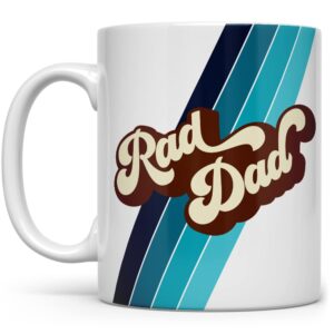 Rad Dad Retro Coffee Mug, Father Cup from Kids, Daughter, Son, Wife (11oz)