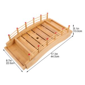 Yardwe Bamboo Sushi Boat Serving Tray, Arch Bridge Sushi Boat, Wooden Sushi Bridge Serving Plate for Home Restaurant 44x22x13CM