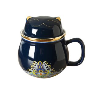 meiruiqi 10oz tea mug with infuser and lid tea mug for steeping loose leaf tea bag coffee milk office home gift (blue)