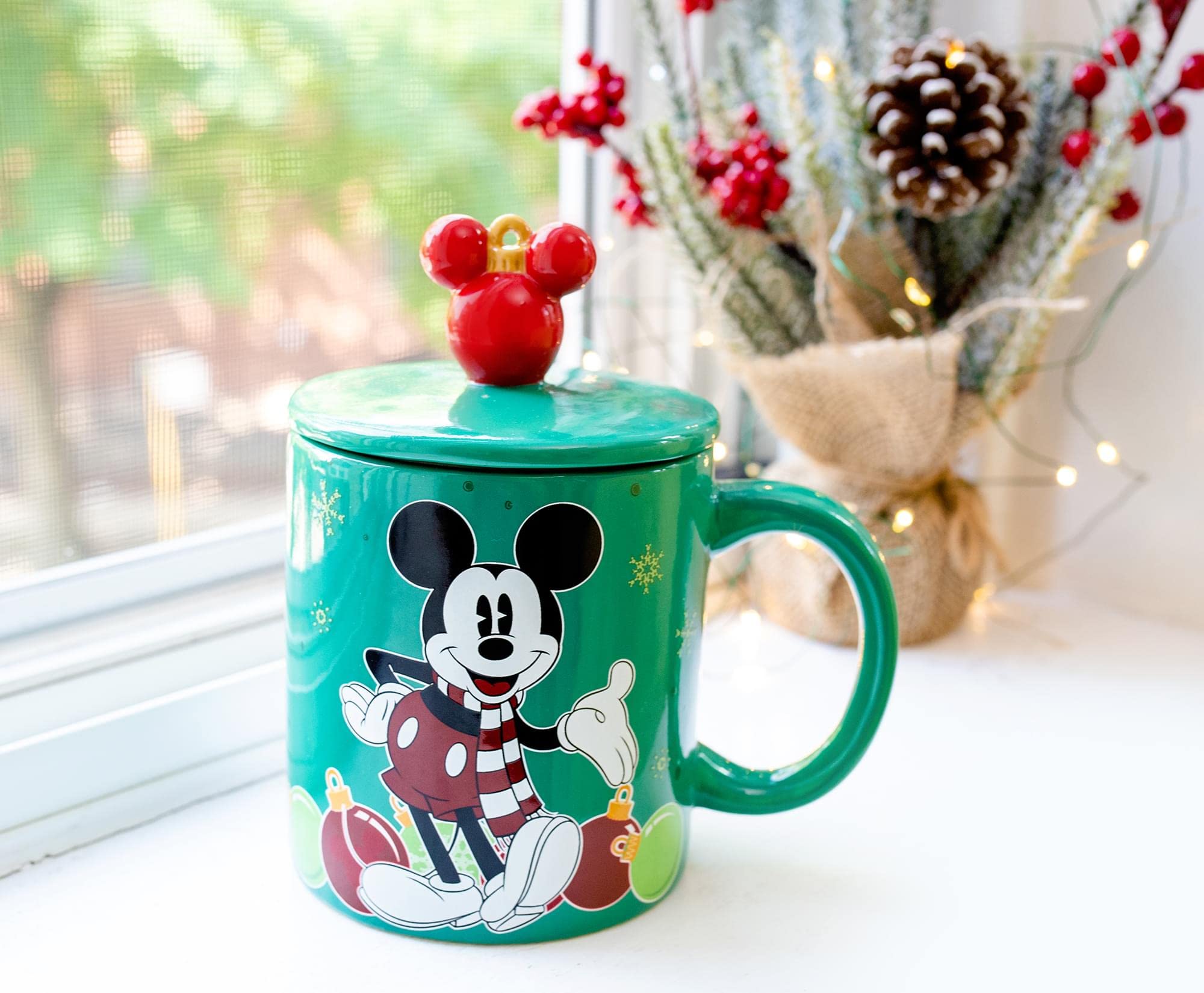 Disney Mickey Mouse Holiday Ornaments Ceramic Mug | Holds 18 Ounces