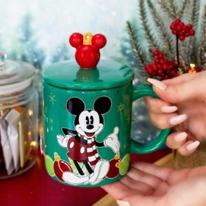 Disney Mickey Mouse Holiday Ornaments Ceramic Mug | Holds 18 Ounces