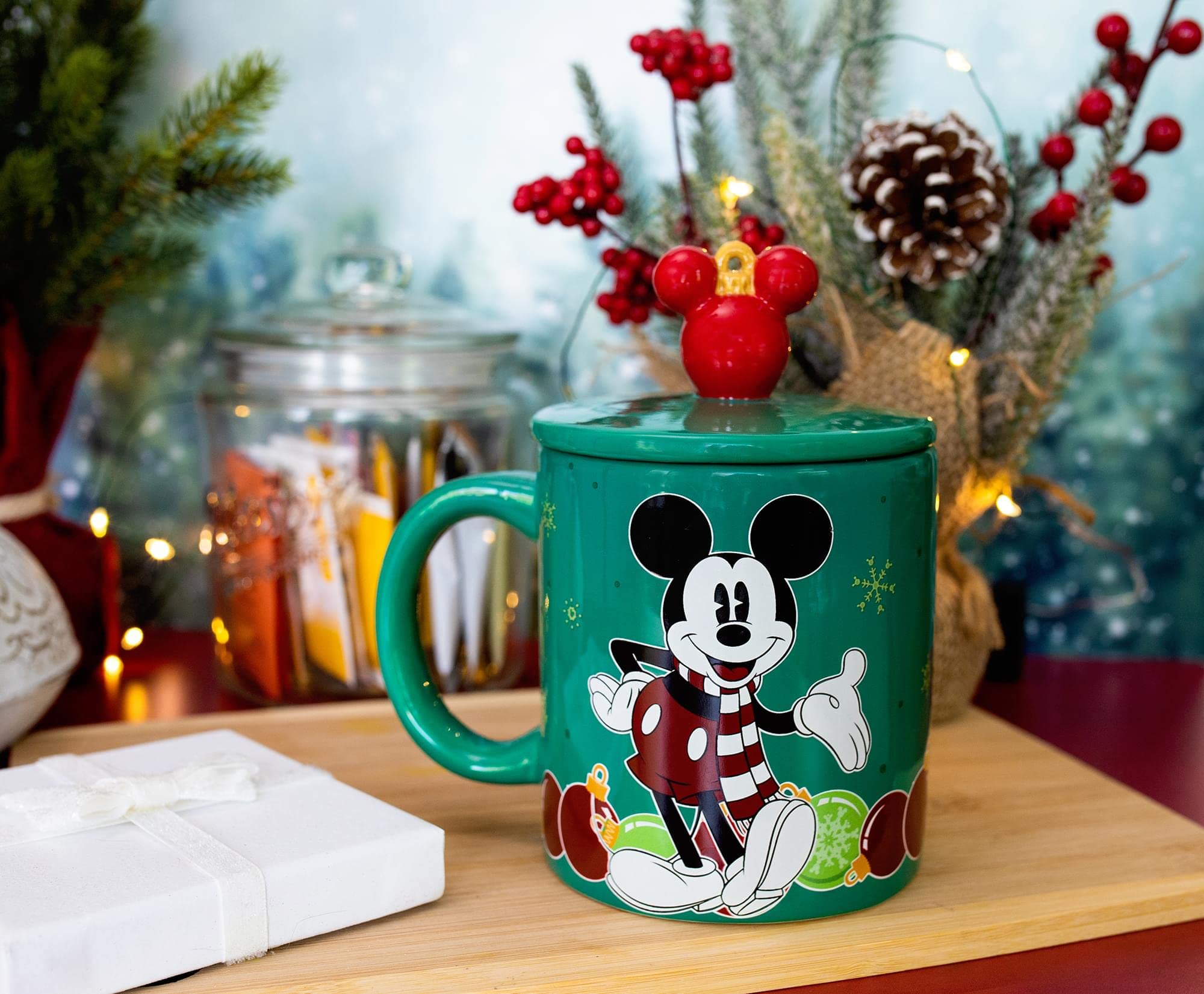 Disney Mickey Mouse Holiday Ornaments Ceramic Mug | Holds 18 Ounces