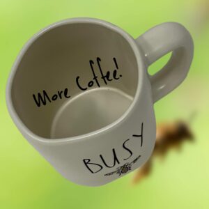 Rae Dunn Busy Bee Mug with Yellow Crown Lid Topper -Artisan Collection By Magenta - Perfect match to all of your Rae Dunn collection and home & kitchen decor. Perfect for the Busy Bee in your life