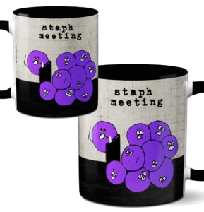 staff staph meeting lab mug by pithitude - one single 11oz. black cup