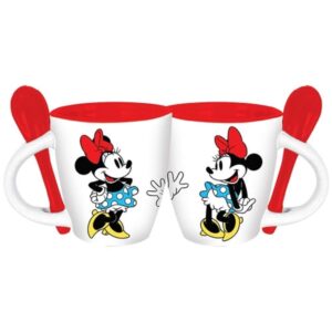 disney minnie mouse waves espresso mug w/spoon, white red