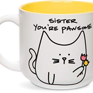 Pavilion Gift Company Blobby Cat, Funny Cat Sister You're Pawsome Mug, 18 oz, Yellow