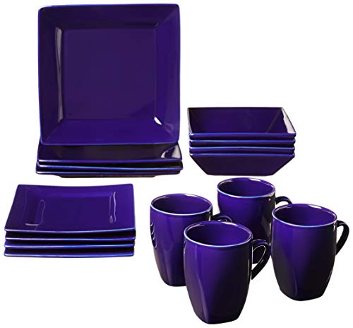 10 Strawberry Street Nova Square Dinnerware Set, 16 PIECE, Cobalt