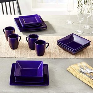 10 Strawberry Street Nova Square Dinnerware Set, 16 PIECE, Cobalt