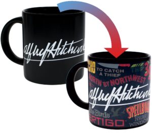 heat changing alfred hitchcock movie titles mug - add coffee and his most famous films appear