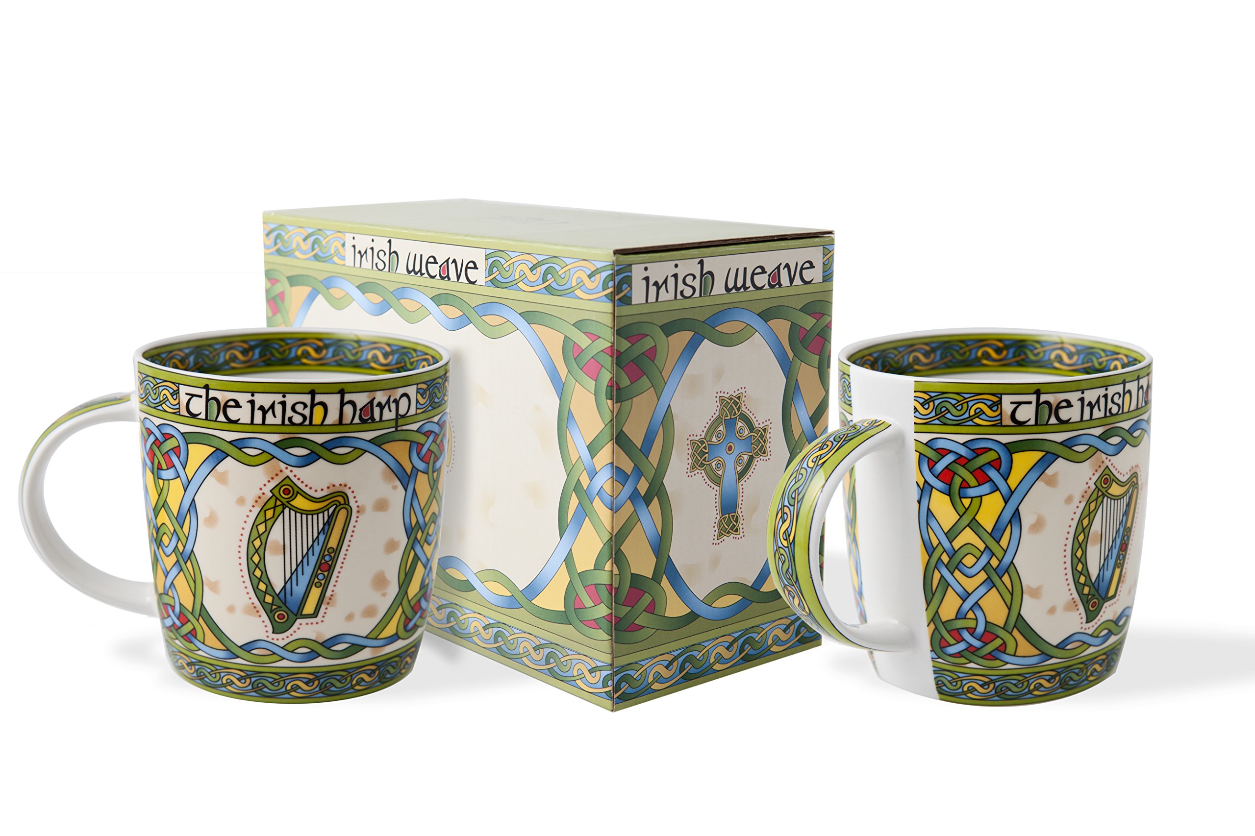 Royal Tara Irish Harp Mug Set of Two with Matching Irish Box, capacity is 370ml/12.5fl oz