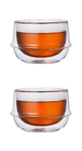 double-walled kinto kronos tea glass - maintains temperature - prevents condensation - set of 2-200 ml (6.75 fl. oz.) each