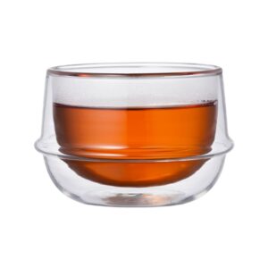 Double-Walled Kinto KRONOS Tea Glass - Maintains Temperature - Prevents Condensation - Set of 2-200 ml (6.75 fl. oz.) each
